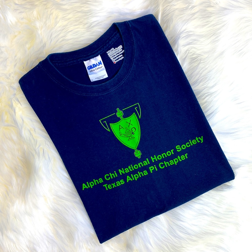 •UTSA• ALPHA CHI International Honor Society {navy blue & lime} Tee